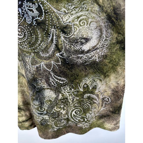 Y2K Plus Size Tee Jeweled Graphic Tie Dye Brown Green Short Sleeve XL Dressbarn - Picture 10 of 13